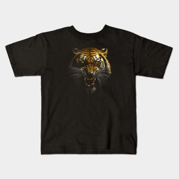 Gold Tooth Tiger #1 Kids T-Shirt by Butterfly Venom